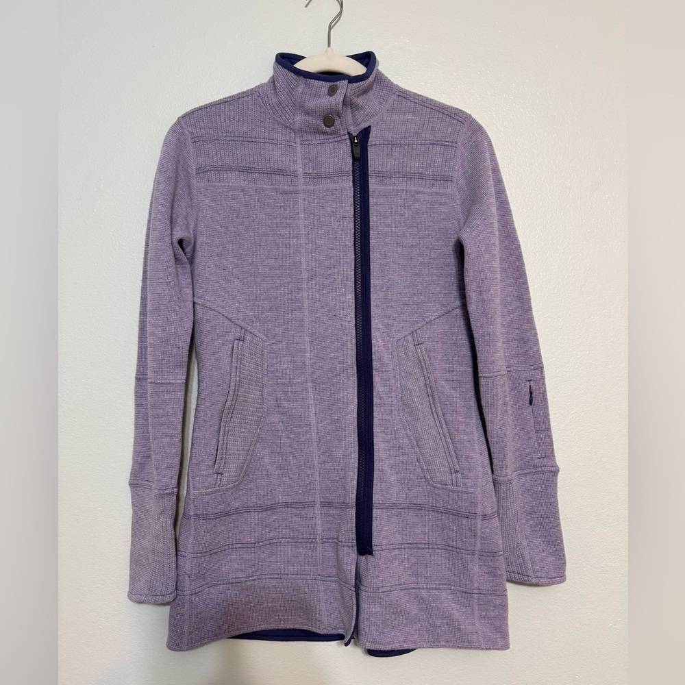 Title Nine Wool Blend Full Zip “ Swacket “ Sweater Jacket in Heather Purple